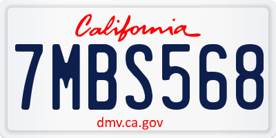 CA license plate 7MBS568