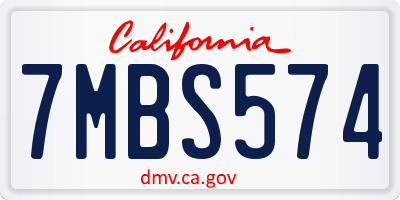 CA license plate 7MBS574