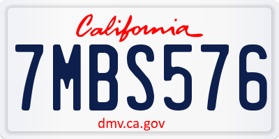 CA license plate 7MBS576
