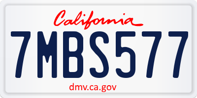 CA license plate 7MBS577