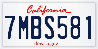 CA license plate 7MBS581