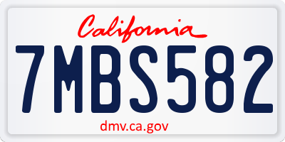CA license plate 7MBS582