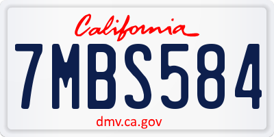 CA license plate 7MBS584