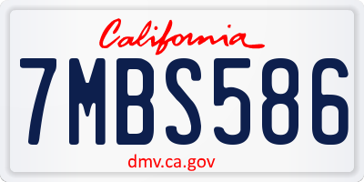 CA license plate 7MBS586