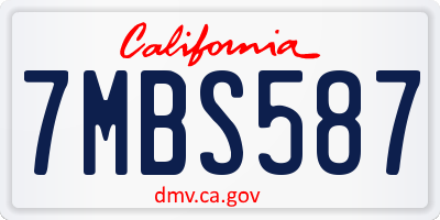 CA license plate 7MBS587