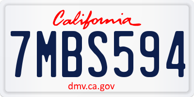 CA license plate 7MBS594