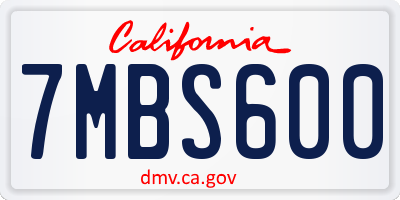 CA license plate 7MBS600