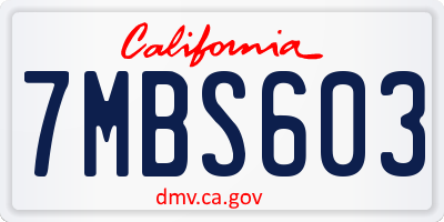 CA license plate 7MBS603