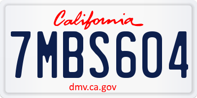 CA license plate 7MBS604