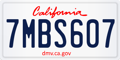 CA license plate 7MBS607