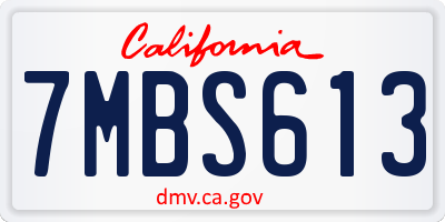CA license plate 7MBS613