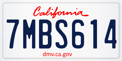 CA license plate 7MBS614