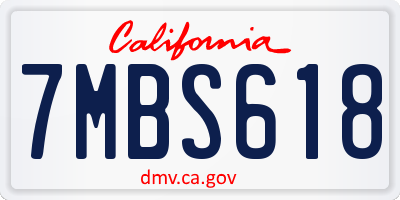 CA license plate 7MBS618