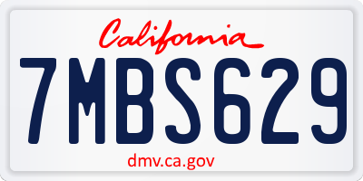 CA license plate 7MBS629