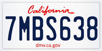 CA license plate 7MBS638