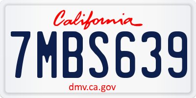 CA license plate 7MBS639