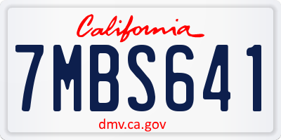 CA license plate 7MBS641
