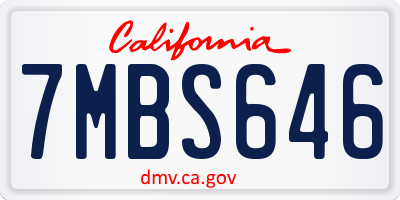 CA license plate 7MBS646