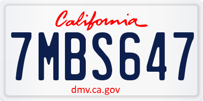 CA license plate 7MBS647