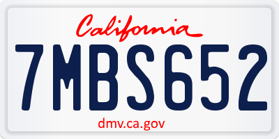 CA license plate 7MBS652