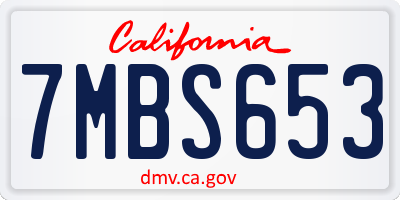 CA license plate 7MBS653