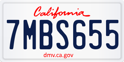 CA license plate 7MBS655