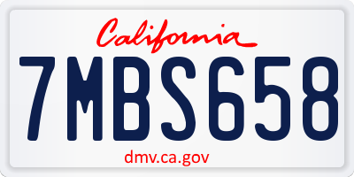 CA license plate 7MBS658