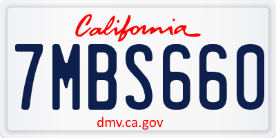 CA license plate 7MBS660