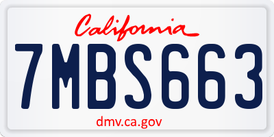 CA license plate 7MBS663