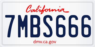 CA license plate 7MBS666