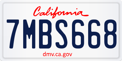 CA license plate 7MBS668