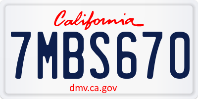 CA license plate 7MBS670
