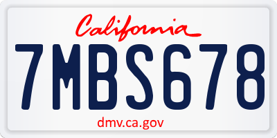CA license plate 7MBS678