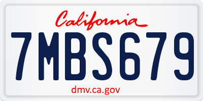 CA license plate 7MBS679