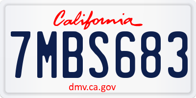 CA license plate 7MBS683