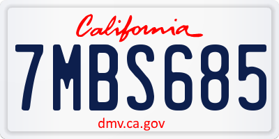 CA license plate 7MBS685
