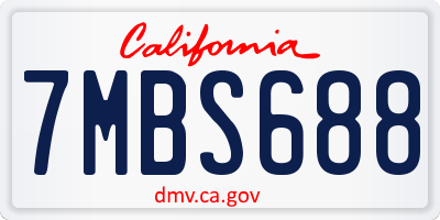 CA license plate 7MBS688