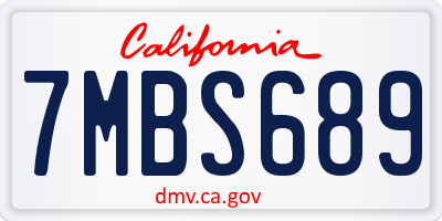 CA license plate 7MBS689