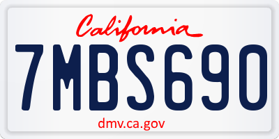 CA license plate 7MBS690