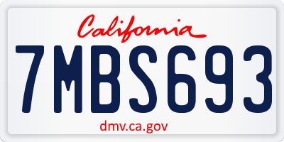 CA license plate 7MBS693