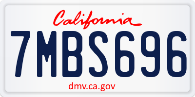 CA license plate 7MBS696