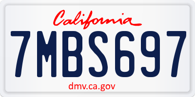 CA license plate 7MBS697