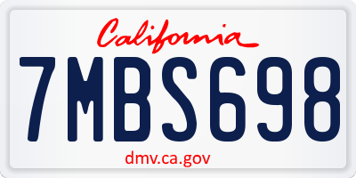 CA license plate 7MBS698