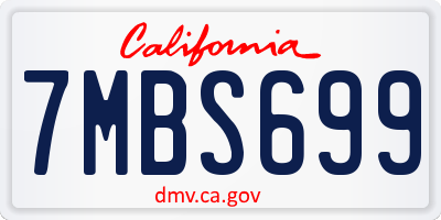 CA license plate 7MBS699