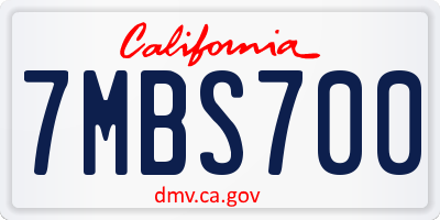 CA license plate 7MBS700