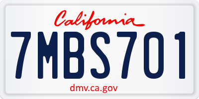 CA license plate 7MBS701