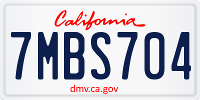 CA license plate 7MBS704