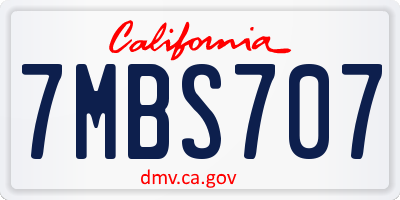 CA license plate 7MBS707