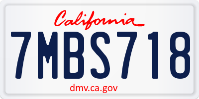 CA license plate 7MBS718