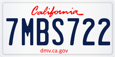 CA license plate 7MBS722